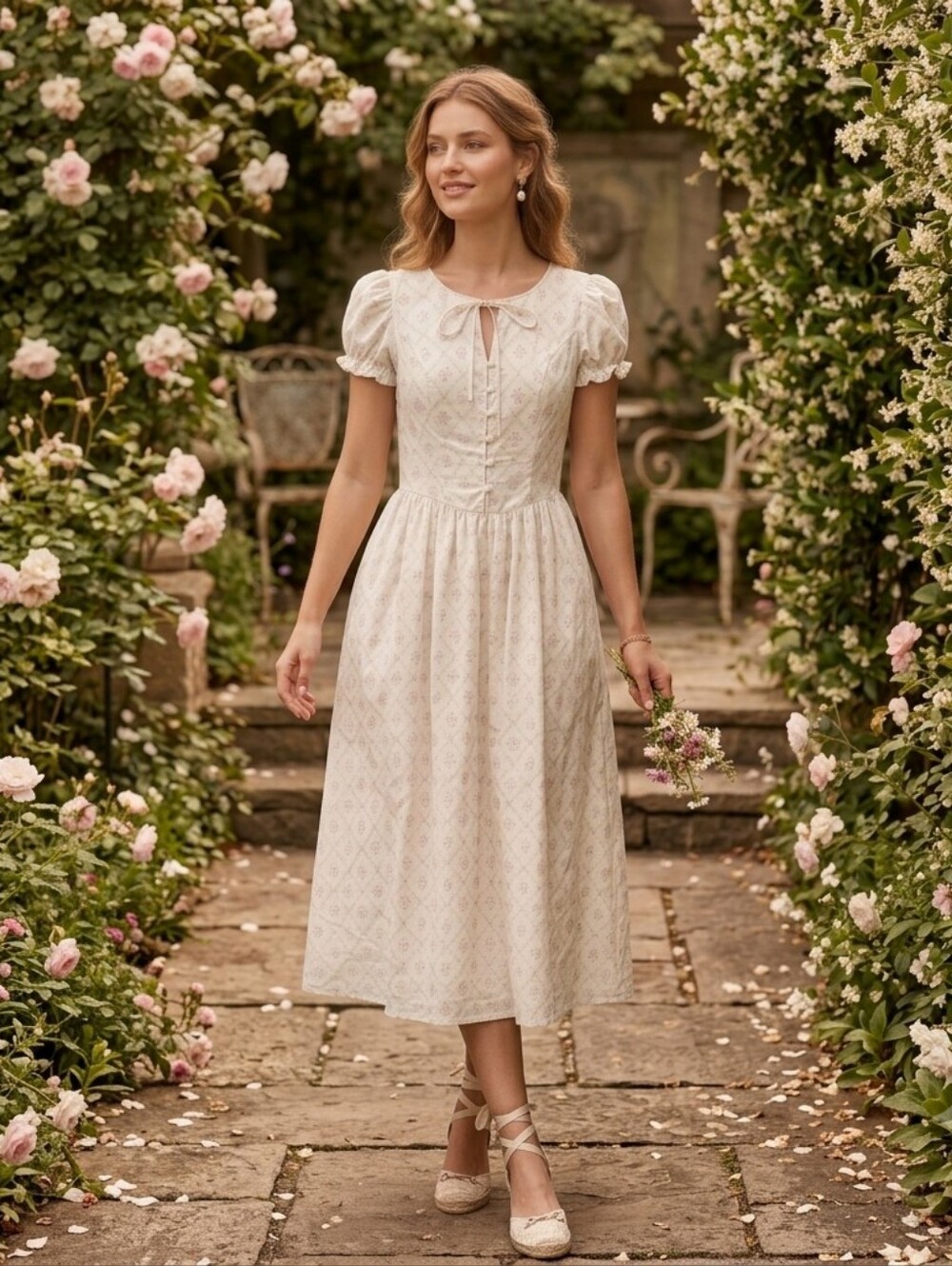 Jacquie The Label Floral Print Peasant Midi Dress Size XS